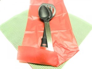 kitchen utensils with tissue paper