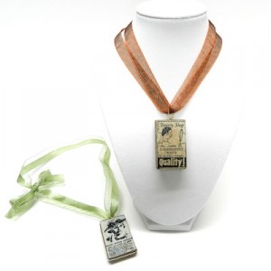 Mothers Day Ribbon Necklaces with Ceramic Pendants