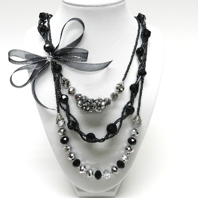 Formal Necklace 3 Row with Mini Bowdabra Bow