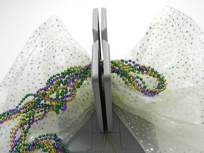 Mardi Gras beads wreath with mask