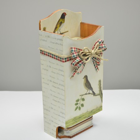 Home Decor Recycle with Antique Mod Podge Martha Stewart Paper and a Mini Bowdabra Bow