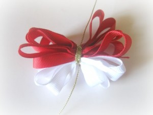 white grosgrain ribbon Hair Bow