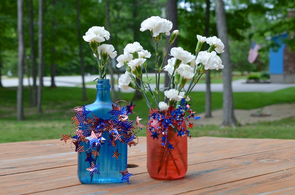DIY tinted glass jars for 4th of July