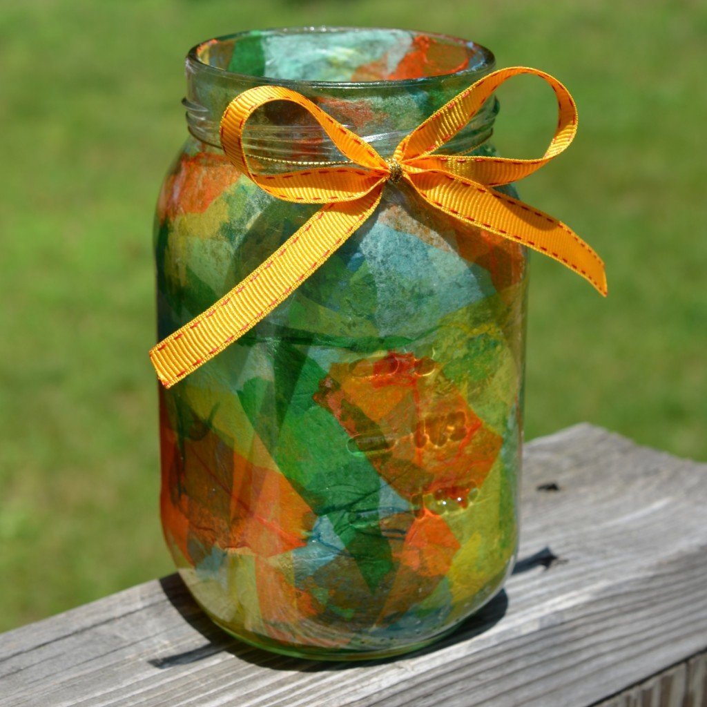 Kids Craft Stained Glass Mason Jars featured via Bowdabra Blog @bowdabra
