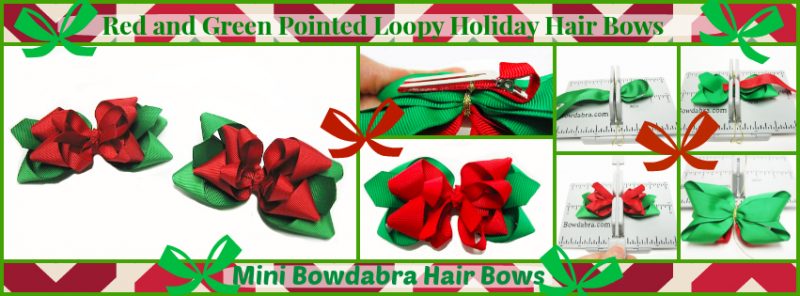 Red and Green Christmas Pointed Loopy Holiday Hair Bows
