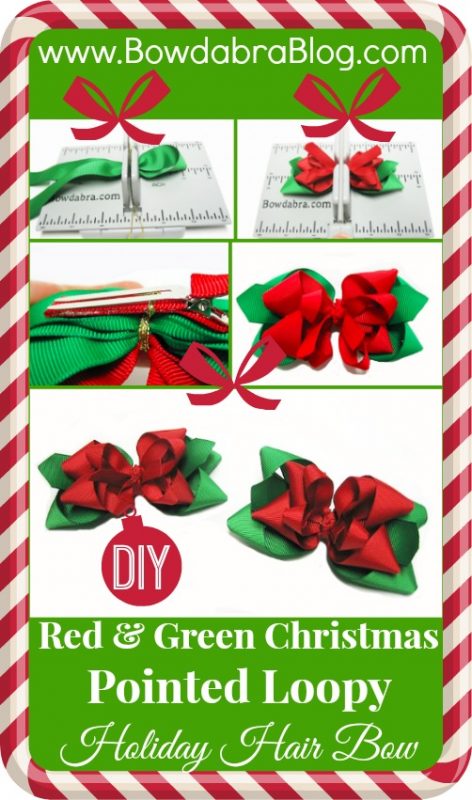Red and Green Holiday Hair Bows for Christmas