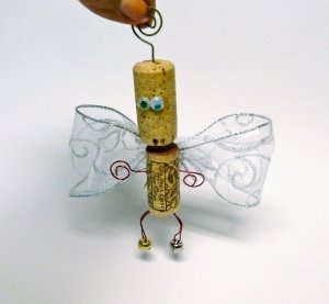 Recycled Wine Cork Angel Ornament