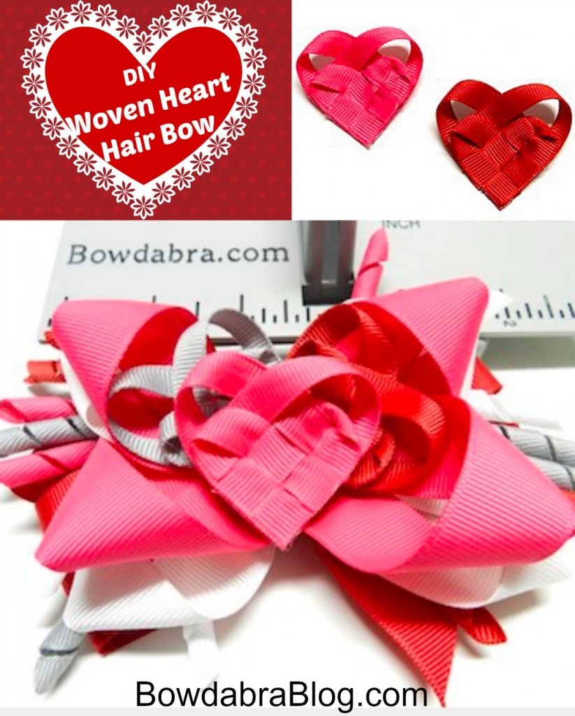 how to make a woven heart hair bows