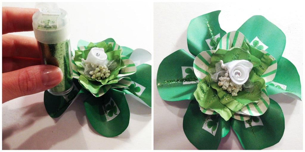 Glitter and Ribbon Paper Flowers
