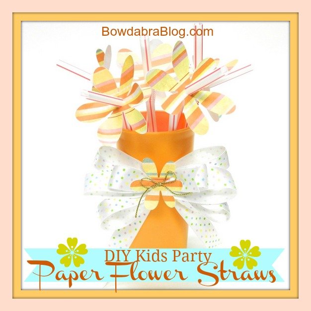 DIY Kids Party Paper Flower Straws