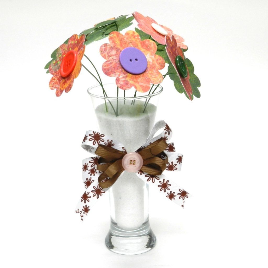 Paper and Button Flower Bouquet
