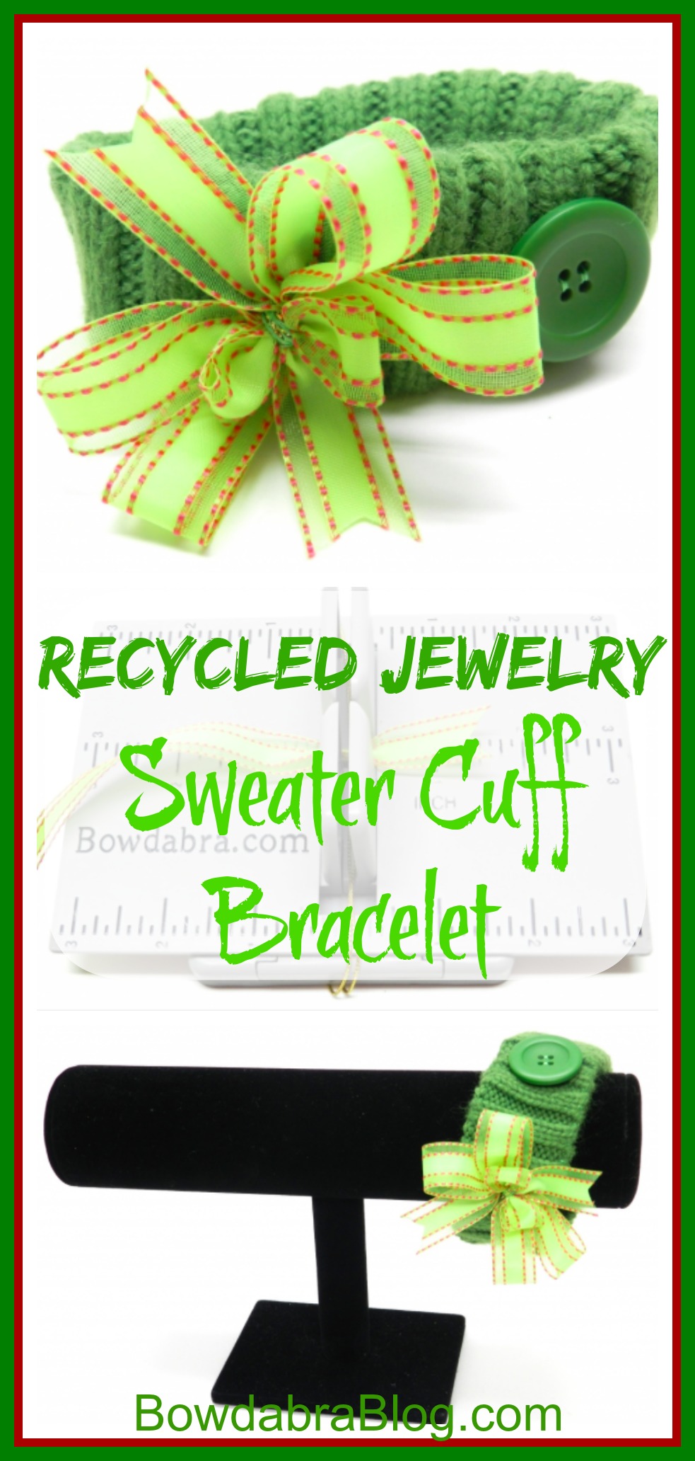 Recycled Jewelry Sweater Cuff Bracelet