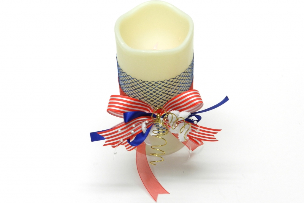Fourth of July Pillar Candle Centerpiece and Decoration