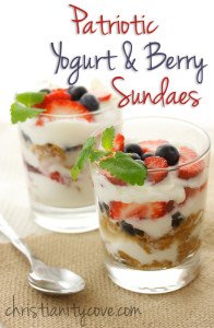 Patriotic Yogurt and Berry Sundaes