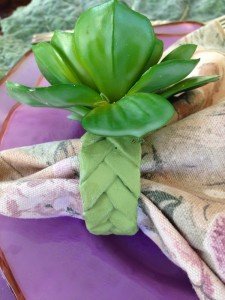 Faux Succulent & Woven Newspaper Napkin Ring