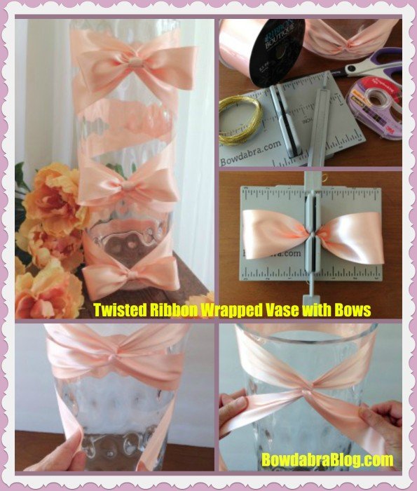 Twisted Ribbon Wrapped Vase DIY Tutorial