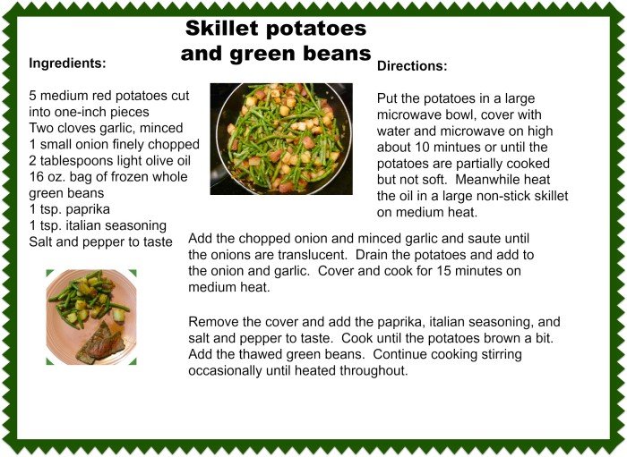 Skillet potatoes and green beans card