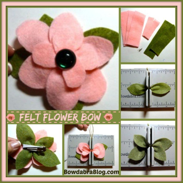 Felt Flower Bow Collage