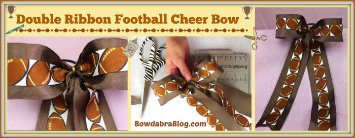 Double Ribbon Football Cheer Bow