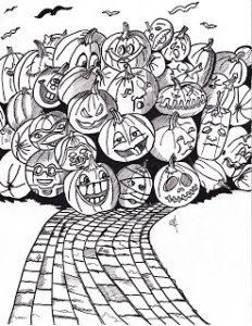 Pumpkin party free printable coloring page 