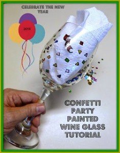 confetti party painted wine glass tutorial