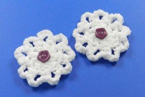 Crocheted Snowflake with White Lace 