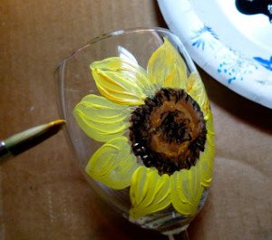 Sunflower wine glass