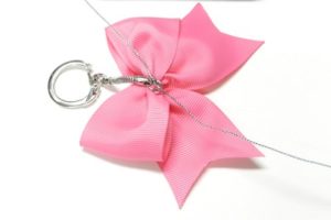 Pink ribbon bow key chain