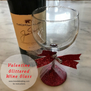 Glittered Wine Glass for Valentine Celebration