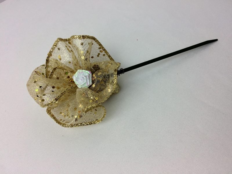 Gold Wired Ribbon Flower