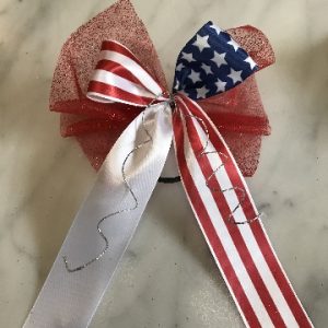 Finished Patriotic Hair Bow with Coiled Wires