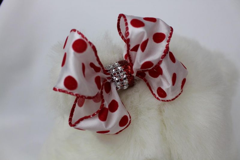 red polka dotted hair bow