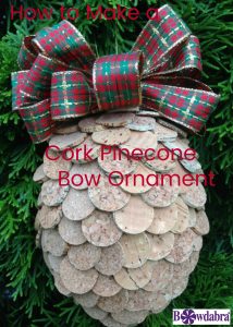 cork pinecone bow ornament