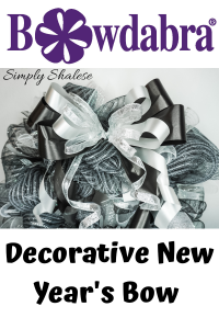 decorative New Year's Eve Bow and deco mesh wreath with Bowdabra