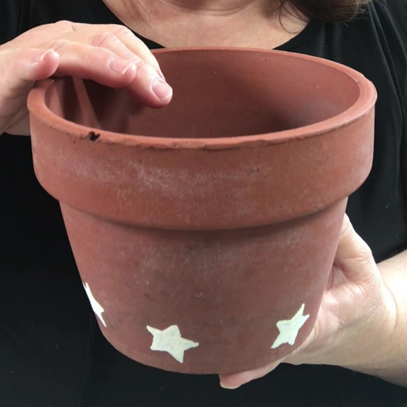 Use a Terracotta pot as the base for your DIY Outdoor Summer Tabletop decoration
