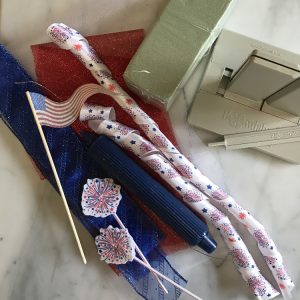 Supplies for Fourth of July centerpiece