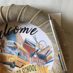 Trace Around Welcome Back to School Wreath Graphic and Remove Excess