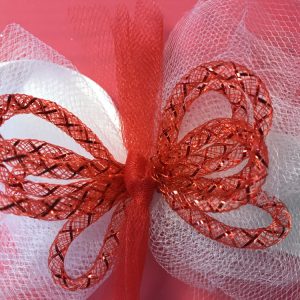 Loose Knot with Red Tulle
