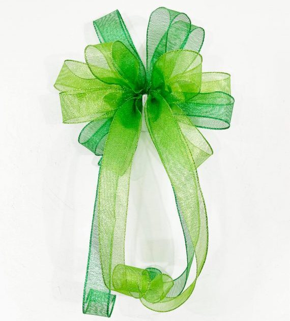 sheer green ribbon bow