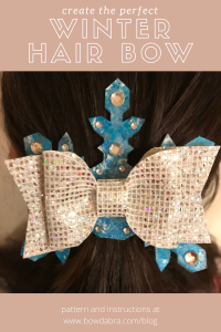 glitter winter hair bow