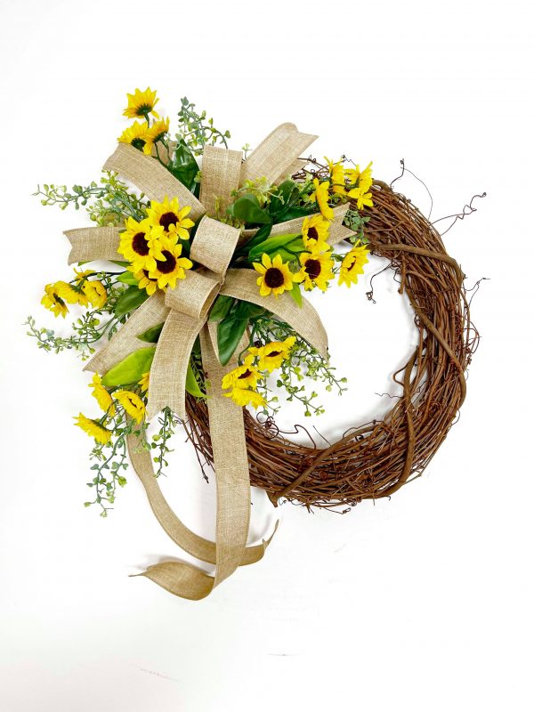 Beautiful Spring Wreath with a Burlap Bow 