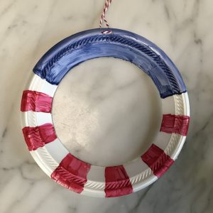 Add Hanger to Patriotic Paper Plate Wreath