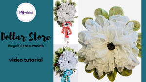 How to make a Deco Mesh Flower Wreath from a Dollar Tree Bicycle Spoke wreath form