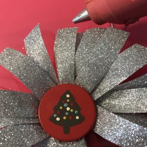 Hot Glue Holiday Charm to Bow