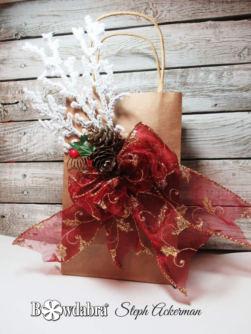 How to decorate a holiday gift bag in style with Bowdabra