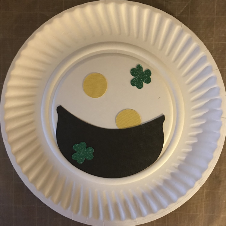 Glue Shamrock and Coin to Paper Plate