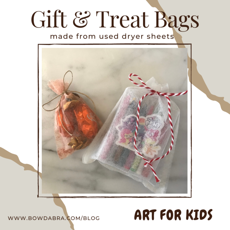 How to repurpose used dryer sheets to make gift for treat bags