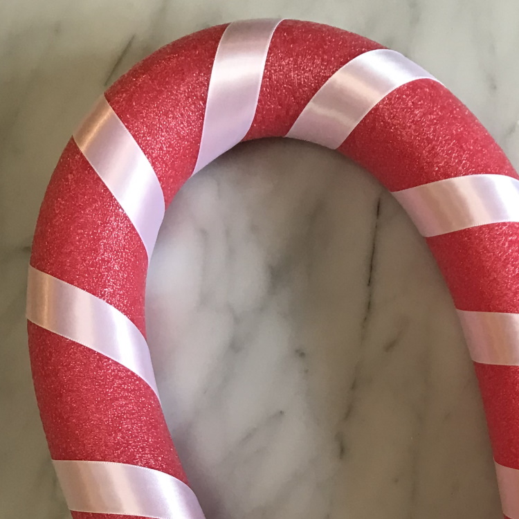 Wrap Entire Length of Candy Cane with White Ribbon