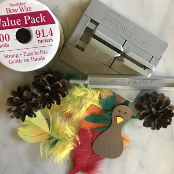 Supplies for Feather Tailed Pine Cone Turkey