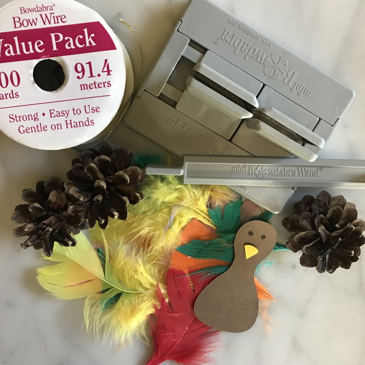 Supplies for Feather Tailed Pine Cone Turkey